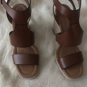 Zara New Brown Leather Wedge